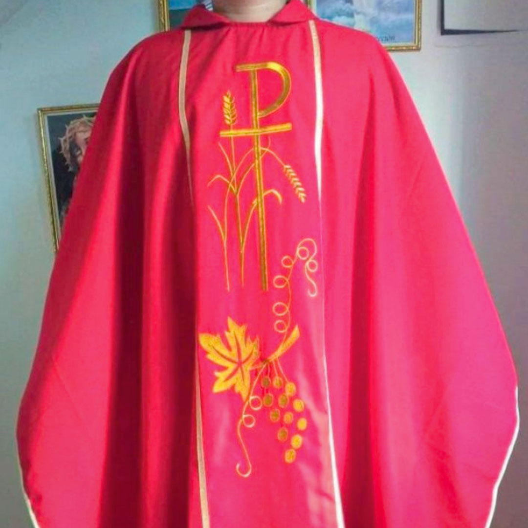 casulla de lino español roja